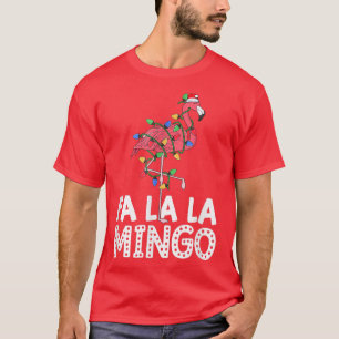 Flamingo Weihnachtsmannmütze Weihnachtsbaum Lichte T-Shirt