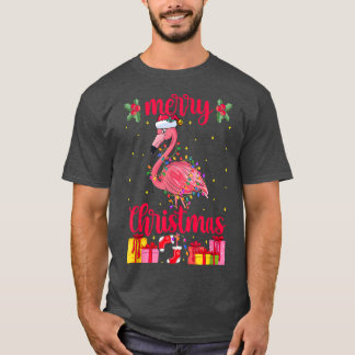Flamingo Weihnachtsmannmütze Xmas Lights Flamingo  T-Shirt