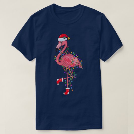 Flamingo Weihnachtsmannmütze Xmas Lights Flamingo  T-Shirt (Design vorne)