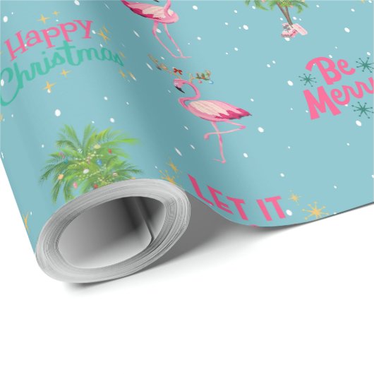 Flamingo Weihnachtswrapping Papier Custom Design Geschenkpapier (Rolleneckpunkt)