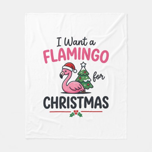Flamingo Weihnachtszitat Vektor Fleecedecke (Vorderseite)
