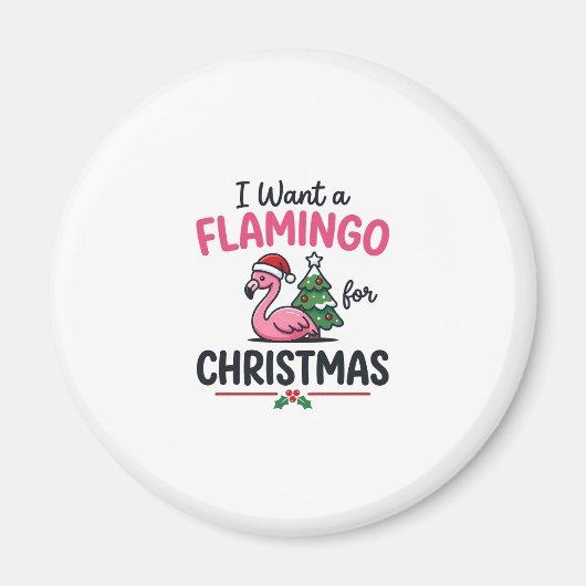 Flamingo Weihnachtszitat Vektor Magnet (Vorne)