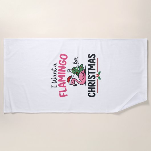 Flamingo Weihnachtszitat Vektor Strandtuch (Vorderseite)