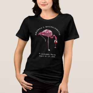 Flamingo Weintrinker Benutzerdefinierte Bacheloret Tri-Blend Shirt