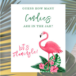 Flamingo - Wie viele Süßigkeiten sind im Glas Poster