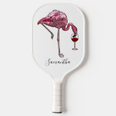 Flamingo Wine Drink Bird Custom Pickleball Schläger (Rückseite)