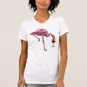Flamingo Wine Drinking Bird T-Shirt (Vorderseite)
