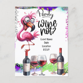 Flamingo Wine Lover Geburtstagsparty Ankündigungspostkarte