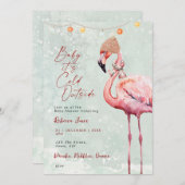 Flamingo Winter Baby Dusche Einladung (Vorne/Hinten)