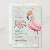 Flamingo Winter Weihnachten Party Einladung (Vorderseite)