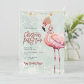 Flamingo Winter Weihnachten Party Einladung (Stehend Vorderseite)