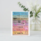 FLAMINGO WISDOM Postkarte (Stehend Vorderseite)