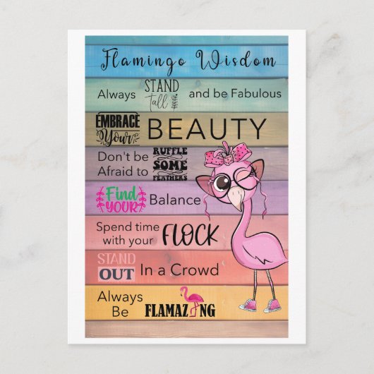 FLAMINGO WISDOM Postkarte (Vorderseite)