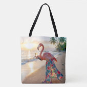 Flamingo With Champagne On a Beach Tasche (Vorderseite)