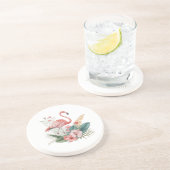 Flamingo With Flowers Getränkeuntersetzer (Seite)