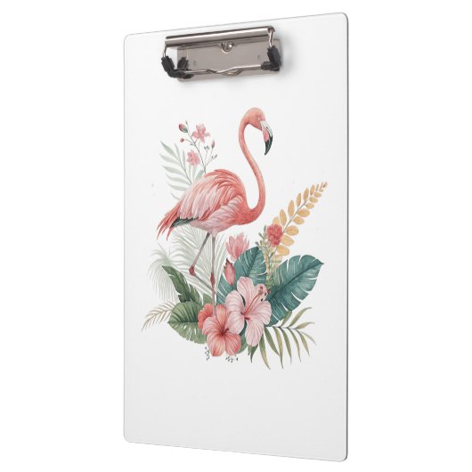 Flamingo With Flowers Klemmbrett (Links)
