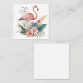 Flamingo With Flowers Quadratische Visitenkarte (Vorne/Hinten)