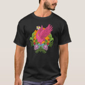 Flamingo With Glasses Love Shape Tropical T-Shirt (Vorderseite)