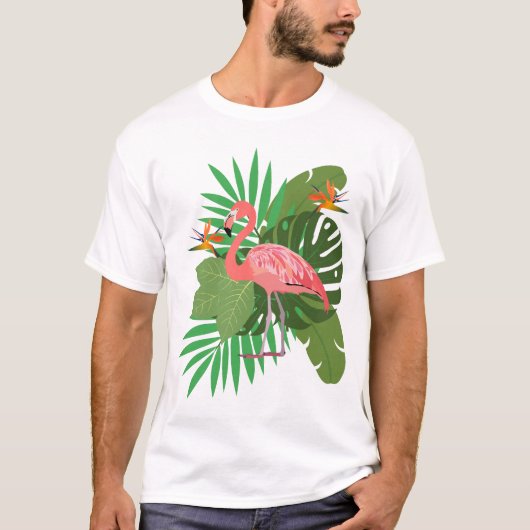 Flamingo with leaves T-Shirt (Vorderseite)