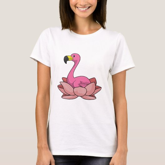 Flamingo with Lotus flower T-Shirt (Vorderseite)