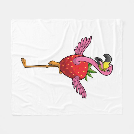 Flamingo with Strawberry Fleecedecke (Vorderseite (Horizontal))
