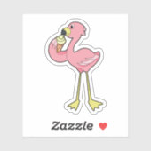 Flamingo with Waffle ice cream Aufkleber (Blatt)