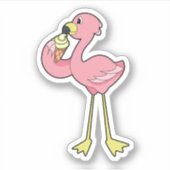 Flamingo with Waffle ice cream Aufkleber (Vorderseite)