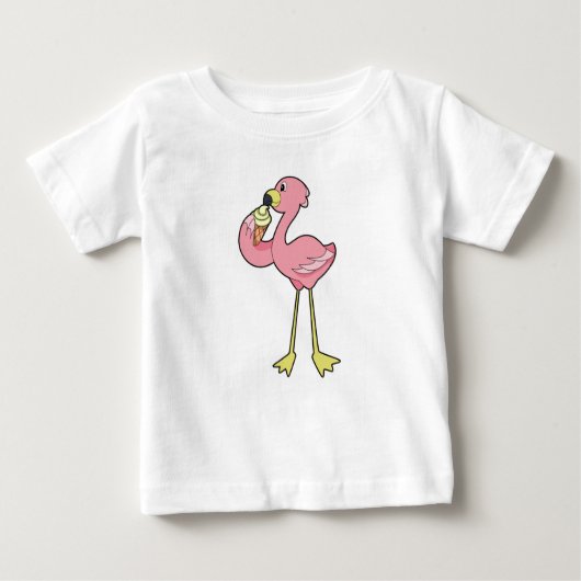 Flamingo with Waffle ice cream Baby T-shirt (Vorderseite)