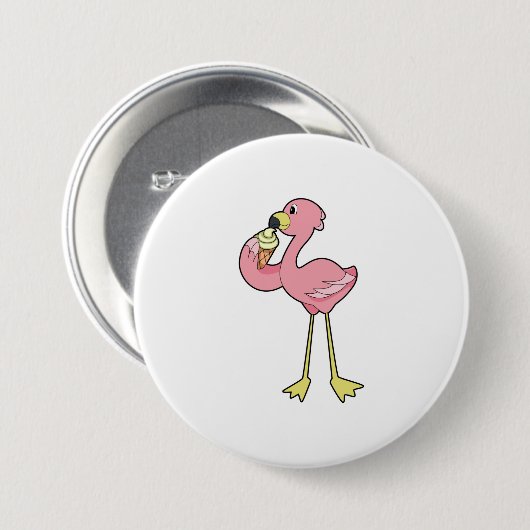 Flamingo with Waffle ice cream Button (Vorne & Hinten)