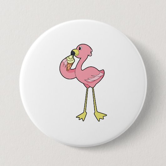 Flamingo with Waffle ice cream Button (Vorderseite)