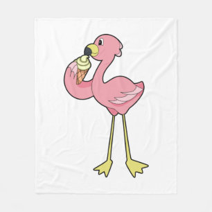 Flamingo with Waffle ice cream Fleecedecke