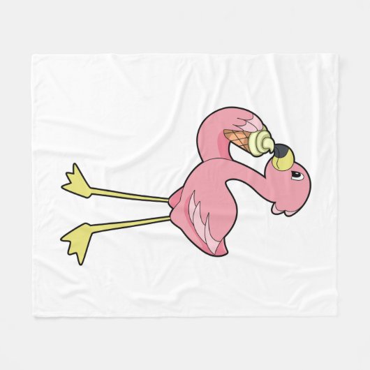 Flamingo with Waffle ice cream Fleecedecke (Vorderseite (Horizontal))