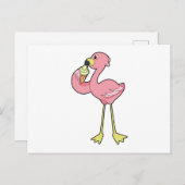 Flamingo with Waffle ice cream Postkarte (Vorne/Hinten)