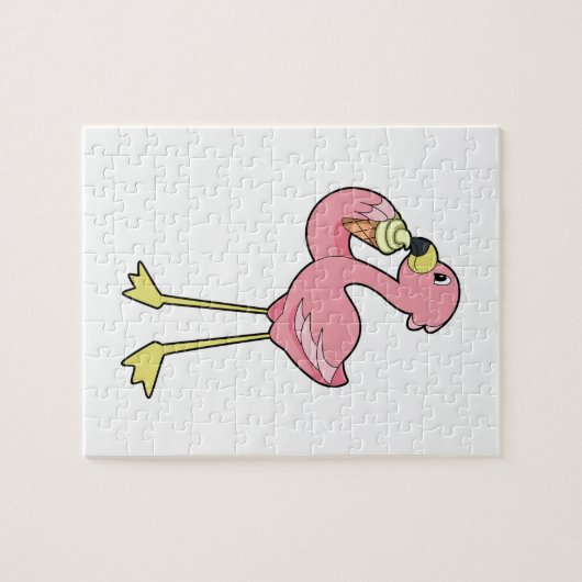 Flamingo with Waffle ice cream Puzzle (Horizontal)