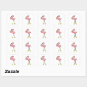 Flamingo with Waffle ice cream Quadratischer Aufkleber (Blatt)