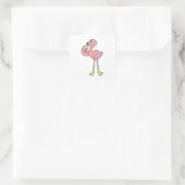 Flamingo with Waffle ice cream Quadratischer Aufkleber (Tasche)