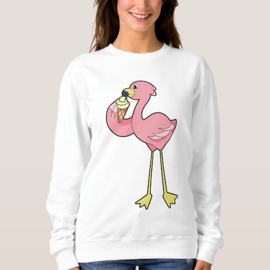 Flamingo with Waffle ice cream Sweatshirt (Vorderseite)