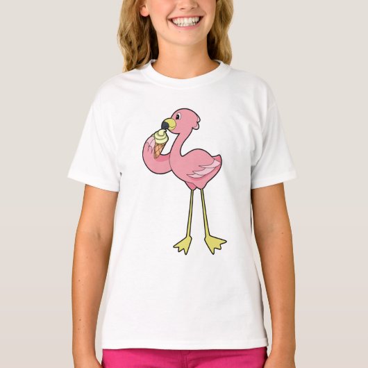 Flamingo with Waffle ice cream T-Shirt (Vorderseite)