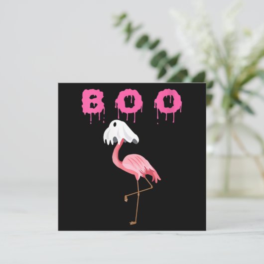 Flamingo | Womens Flamingo Boo Ghost Halloween Einladung (Stehend Vorderseite)