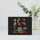 Flamingo | Womens Flamingo Happy HalloThanksmas Einladungspostkarte (Stehend Vorderseite)