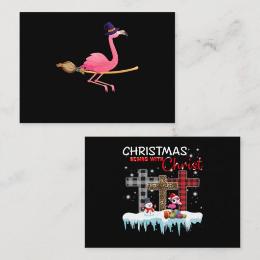 Flamingo Womens Funny Flamingo Witch Halloween Begleitkarte (Vorne/Hinten)