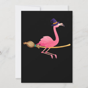 Flamingo Womens Funny Flamingo Witch Halloween Einladung