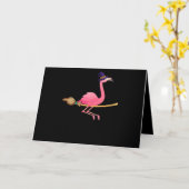Flamingo Womens Funny Flamingo Witch Halloween Karte (Gelbe Blume)