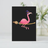 Flamingo Womens Funny Flamingo Witch Halloween RSVP Karte (Stehend Vorderseite)