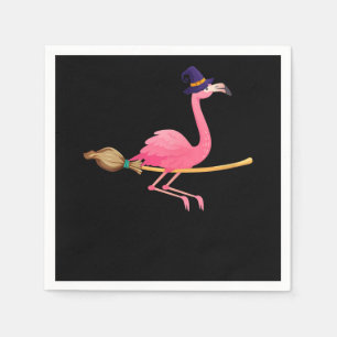 Flamingo Womens Funny Flamingo Witch Halloween Serviette