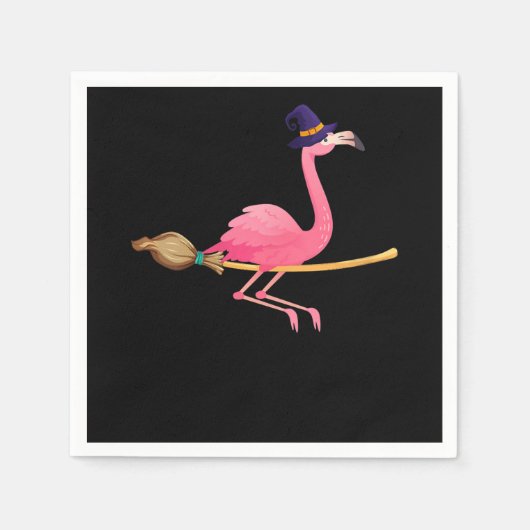 Flamingo Womens Funny Flamingo Witch Halloween Serviette (Vorderseite)