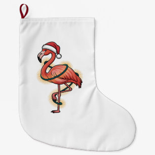 Flamingo wrapped in Christmas Light Pink Bird Großer Weihnachtsstrumpf