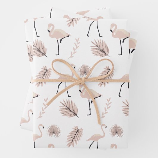 Flamingo Wrapping Paper Flat Sheet Set 3 Geschenkpapier Set (Beispiel)