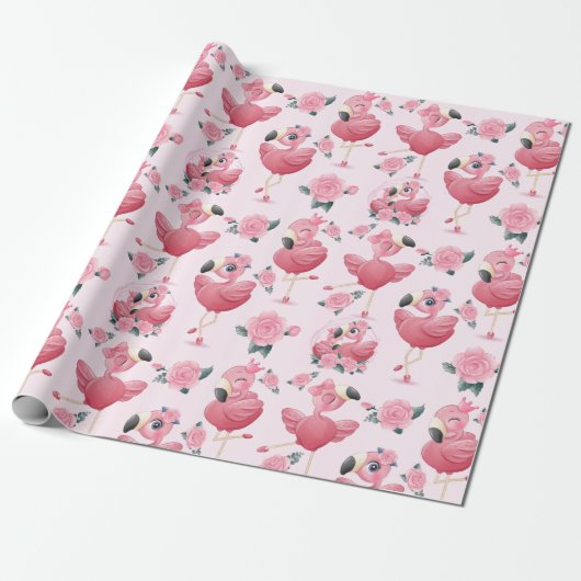 Flamingo Wrapping Paper Geschenkpapier (Ungerollt)