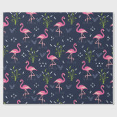 Flamingo Wrapping Paper - rosa Flamingos auf Marin Geschenkpapier (Flach)